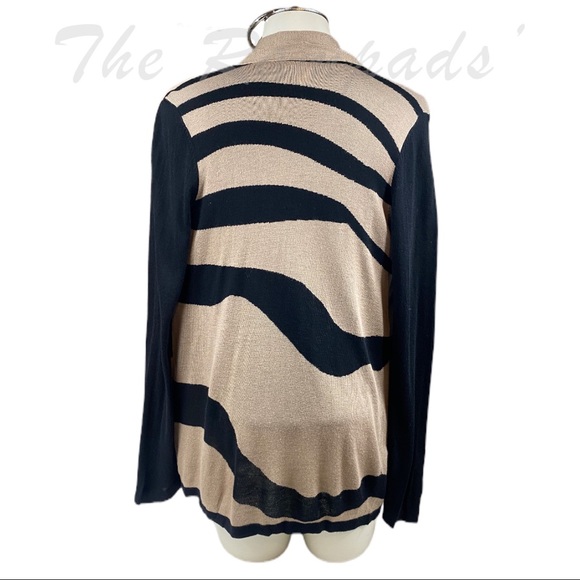 Chico's Tan / Taupe and Black Stripes Cardigan Sweater Size 0 - Picture 3 of 5
